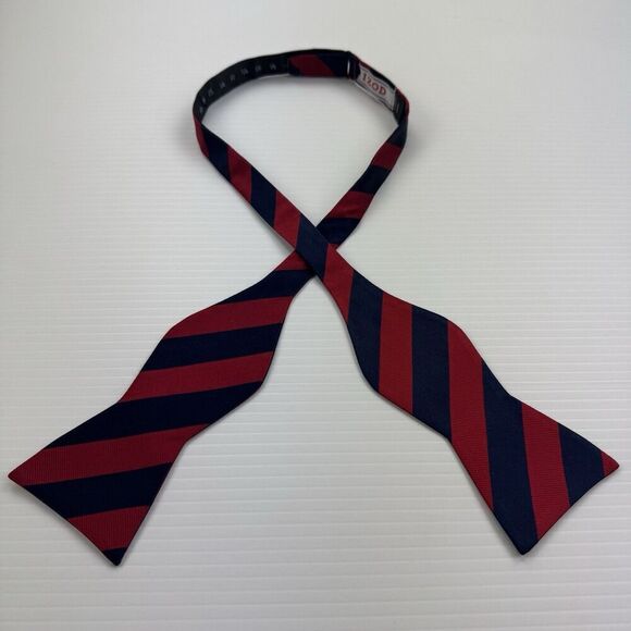 IZOD Men’s Bow Tie Red and Navy Blue Striped Adjustable - Picture 3 of 6